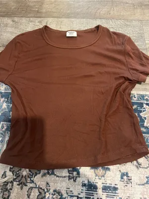 Sunday best Brown Scoop Neck Crop Tee thumbnail 3