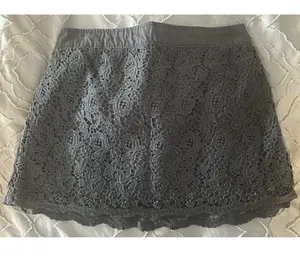 Abercrombie & Fitch Grey Floral Lace Mini Skirt Size S Cotton thumbnail 1
