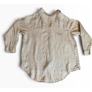 Sigrid Olsen 100% Linen Shirt Women 1X Oatmeal Beige Tunic Button Front High Low thumbnail 3