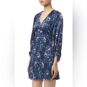 AMUR Steph Mini Dress, Azure Abstract Floral Print, 0 (US) thumbnail 3