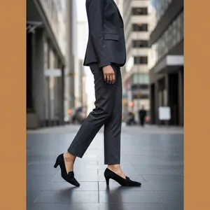 Stuart Weitzman Women's Black‎ Suede Block Heel Pumps Size 7 Vintage thumbnail 2