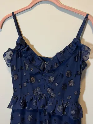 MICHAEL Michael‎ Kors Women’s Navy Long Tiered Maxi Dress XS NWT Ruffle thumbnail 4