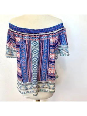 Flying Tomato Cold-Shoulder Aztec Top - Size L thumbnail 2