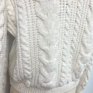ZARA Cable Knit V-Neck Pullover Sweater with Collar thumbnail 6