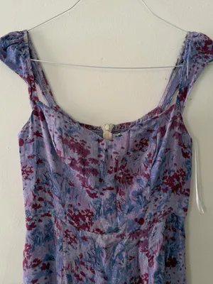 Reformation Bryson Dress Midi Length in Morning Dew Purple Floral Size 4 Viscose thumbnail 4