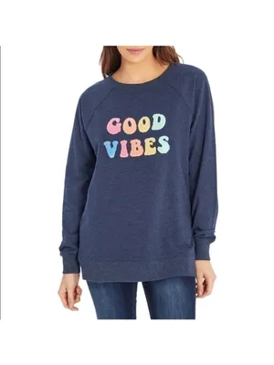 Wildfox Good Vibes pastel rainbow textured loop knit statement sweatshirt size S thumbnail 2