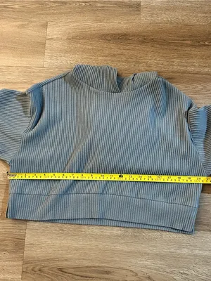 ALO Yoga Muse Ribbed Hoodie Steel Blue Small thumbnail 5