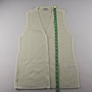 J. Crew NEW Cashmere silk blend‎ sweater shell Cream Ribbed Sleeveless Size L thumbnail 9