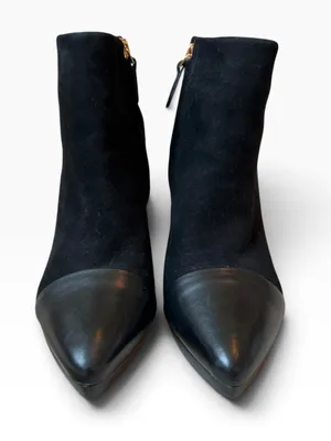 Tory Burch Rivington 100 Black Suede Cap-Toe Ankle Boots thumbnail 3