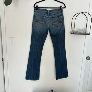 7 for All Mankind Rhinestone Pocket Bootcut Denim‎ Blue Jean Size 29 thumbnail 2