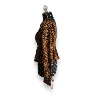 Urban Outfitters Womens Blouse‎ Sz M Ava Smocked Heart Leopard Print NEW thumbnail 8