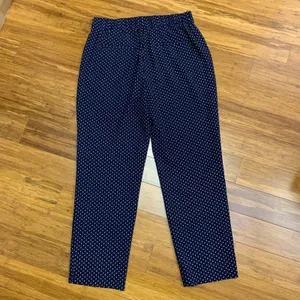 J. Crew Polka Dot Cropped Pants Womens‎ Size 10 Elastic Waist Career Casual Navy thumbnail 4