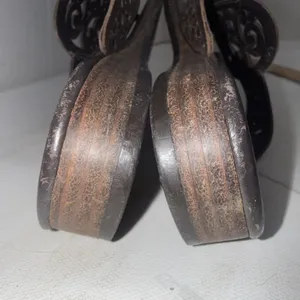 Vintage Y2K Brighton Cedar Leather Heart Flip Flop Sandals Shoes Brazil Sz 6.5 thumbnail 8