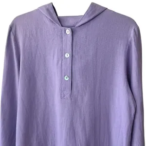 Vintage Two Potato 100% Linen Purple Hooded Pullover Coastal Resort Travel‎ M thumbnail 3