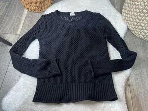 Black Aritzia Wilfred Free Black Open Knit Sweater thumbnail 1