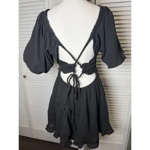 Free People Women's Perfect Day Cotton Mini Dress Black size Medium Open back thumbnail 7