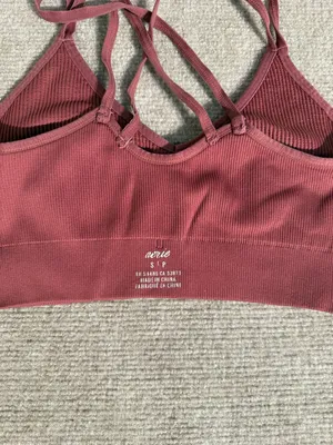 Aerie Rose Seamless Ribbed V-neck Strappy Cozy Loungewear Bralette Size Small thumbnail 4