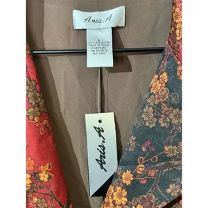 NWT Ania A VTG Floral Artsy Boho Patchwork Button Asymmetrical Red Light Jacket Size L thumbnail 9
