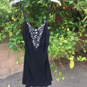 💜CLEARANCE💜 Long black tank with silver sequins Size XS thumbnail 1