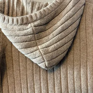 Hollister Y2K beige cable knit hooded deep v-neck rabbit hair sweater large thumbnail 15