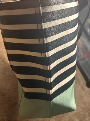 kate spade New York Black & Cream Striped Tote with Mint Base thumbnail 12