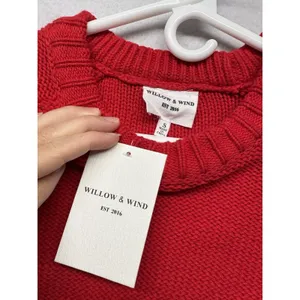 Willow & Wind Red Crewneck Cotton Chunky Knit Sweater Size Small NWT thumbnail 2