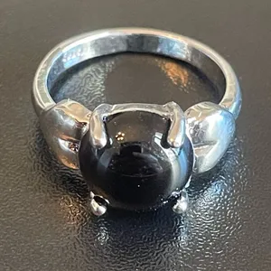 Black agate S925 silver ring size 7.75 thumbnail 1
