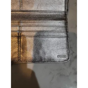 Coach Signature Accordion Zip Bifold Wallet jacquard monogram canvas leather VTG thumbnail 12