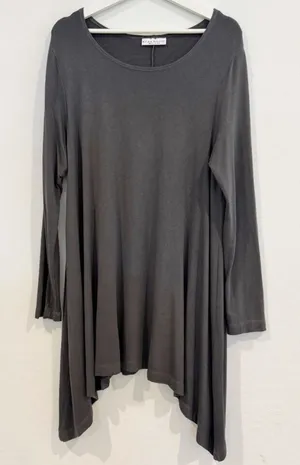 Bryn Walker Lora Blouse Size Large Gray‎ Asymmetrical Tunic Top Lagenlook Goth thumbnail 1