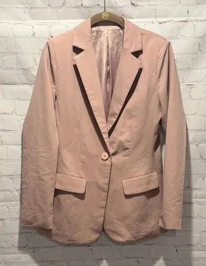 Women's Chic Pink Elegant Oversized Button Up Blazer‎ Size Small thumbnail 1