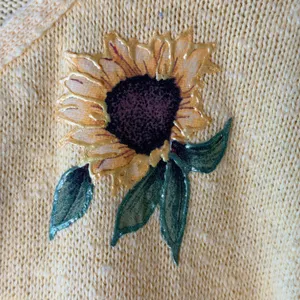VTG Judy Myers Designer Times Yellow Sunflower Cardigan Sweater Women's‎ LG USA thumbnail 2
