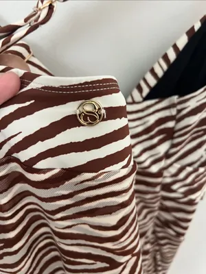 Shapellx women’s one piece brown white animal print swimsuit with skirt sz XL 🔴 thumbnail 7