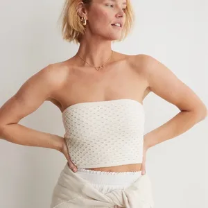 Aerie Bandeau Tube Top Sweater Knit Women’s Medium Offwhite Cream Summer thumbnail 1