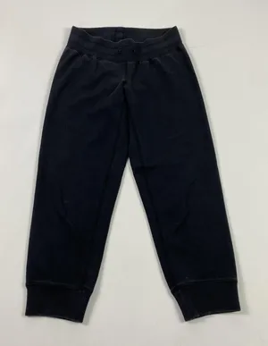 Lululemon Jogger Pants Womens 2 Black Ribbed Cuffs Back Zip Pocket Logo Lounge‎ thumbnail 1