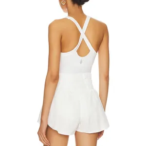 Free People Way Home Skortsie White SMALL Tennis Wide Leg Athleisure Sporty thumbnail 3