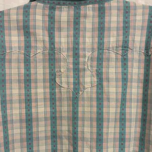 Women’s Wrangler Teal and Cream Plaid Button Down Shirt thumbnail 6