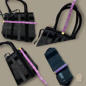 Victoria's Secret Black Sheer Mesh & Velvet Ribbon Tote | Vintage thumbnail 4