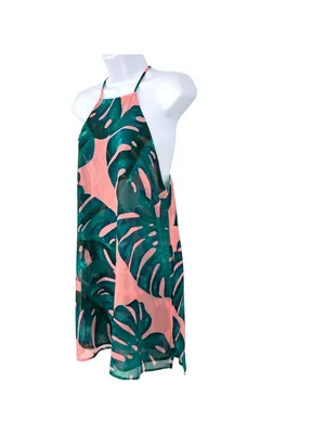 Show Me Your Mumu Byron Resortwear Palms Away Pink Green Tropical Mini Dress XS thumbnail 2