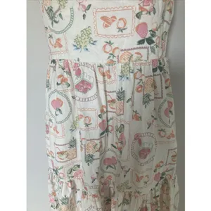 Cynthia Rowley fruit floral sundress midi tiered spaghetti straps S pockets thumbnail 4