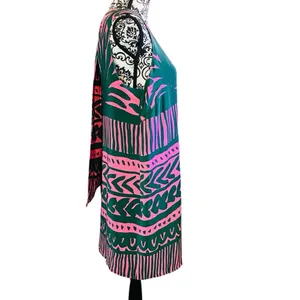 Whistle 100% Silk Green and Pink Sleeveless Shift Mini Dress Sz-10 thumbnail 5