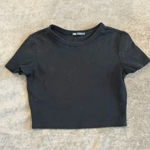 Zara cropped short sleeve top. 98% cotton 2% spandex. Color- black. Size- M thumbnail 1