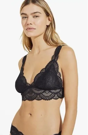 Eberjey The Mariana Whispers Bralette Sz Small Lacey Black NWT $88 thumbnail 1
