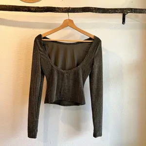 Lulus Olive Green Sparkle Low Back Long Sleeve Top Size XS NEW With Tags thumbnail 10
