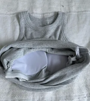SUUKSESS Amazon padded cotton rib high neck light grey tank thumbnail 3