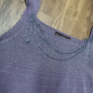 Bandolino Purple Beaded Tank Top Size XL‎ Boho Y2K Sleeveless Blouse Shimmer thumbnail 3