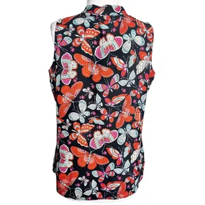 NWT Tommy Hilfiger butterfly print tie neck top‎ thumbnail 4