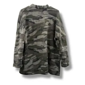 Nanavatee Green‎ Camo Long Sleeve Open Knit Fuzzy Soft Cardigan Sz S/M thumbnail 2