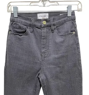 FRAME Denim Ali High RIse Cigarette Skinny Jeans in Washed Gray Plaid Size 25 thumbnail 6
