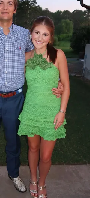 Farm Rio NWT Halter Floral Ruffle Crochet Mini Dress in green. Size XL thumbnail 5