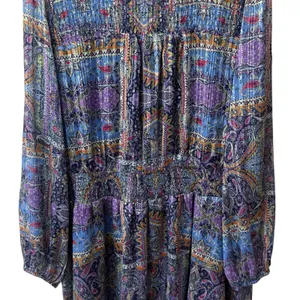 NWOT Skies are blue Paisley‎ Motif Tinsel Smocked Mini Dress Event Whimsical 2X thumbnail 4